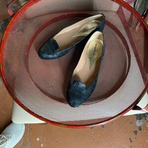 Emporio Armani Black Textured Flats